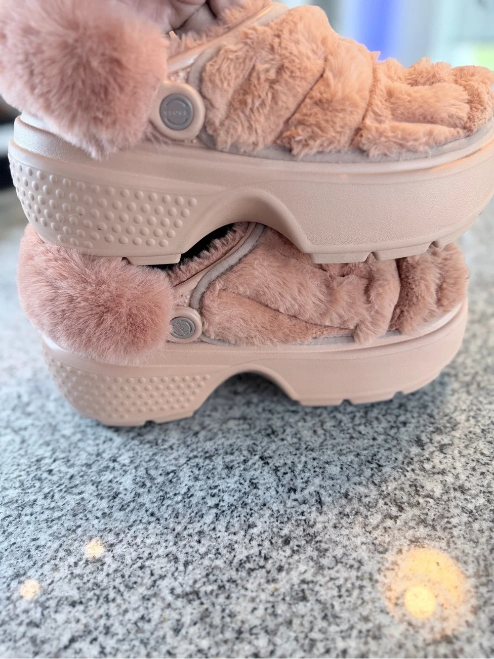 CROCS Kids Blush Pink Fuzzy Lined Clog